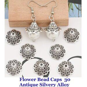 Vintage Style Tibetan Flower Bead Cap with Zinc Alloy   30 Pieces